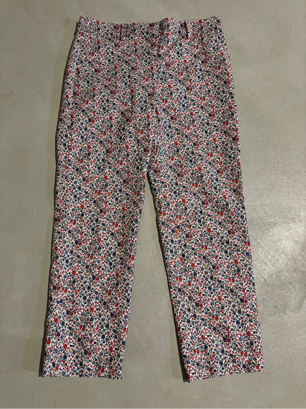 Loft Floral Print Straight-Leg Pants - Red, Navy & White